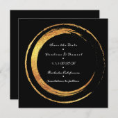 Sparen de Datum Zwarte Witte Golden Circles Lux Save The Date (Voorkant / Achterkant)