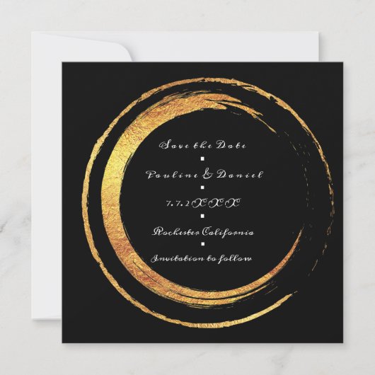 Sparen de Datum Zwarte Witte Golden Circles Lux Save The Date (Voorkant)