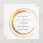 Sparen de Datum Zwarte Witte Golden Circles Save The Date (Voorkant / Achterkant)