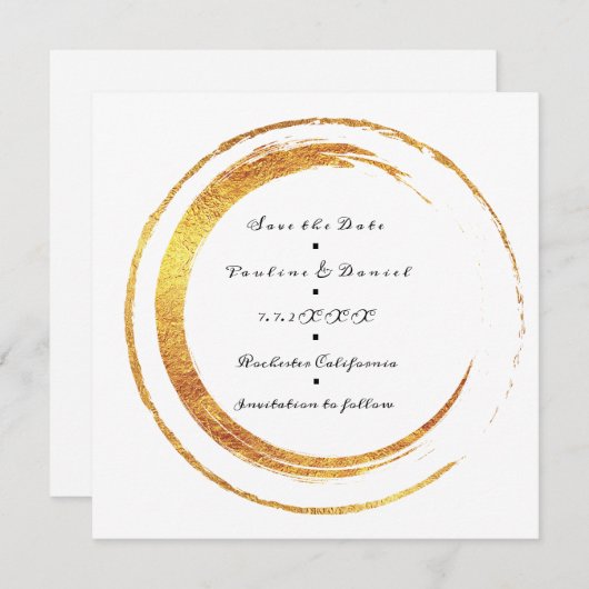 Sparen de Datum Zwarte Witte Golden Circles Save The Date (Voorkant / Achterkant)