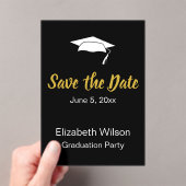 Sparen de Datum Zwarte Witte Goud GraduPartij Acryl Uitnodigingen (Insitu (Draagbaar))