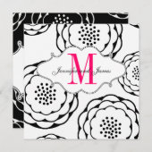 Sparen de Datum Zwarte Witte Roze Uitnodiging van  (Voorkant / Achterkant)