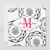 Sparen de Datum Zwarte Witte Roze Uitnodiging van  (Voorkant)