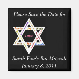 Sparen de datumbar of Bat Mitzvah Magneet