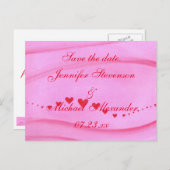 Sparen de datumbriefkaarten golf van rode harten aankondigingskaart (Voorkant / Achterkant)