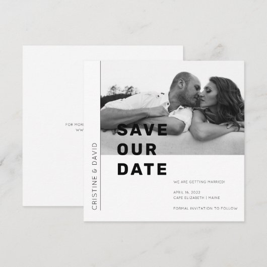 Sparen de datumfoto zwart-wit kaart (Voorkant / Achterkant)