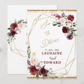 Sparen de datumkaart eenvoudige bloemgoud kaart (Voorkant / Achterkant)