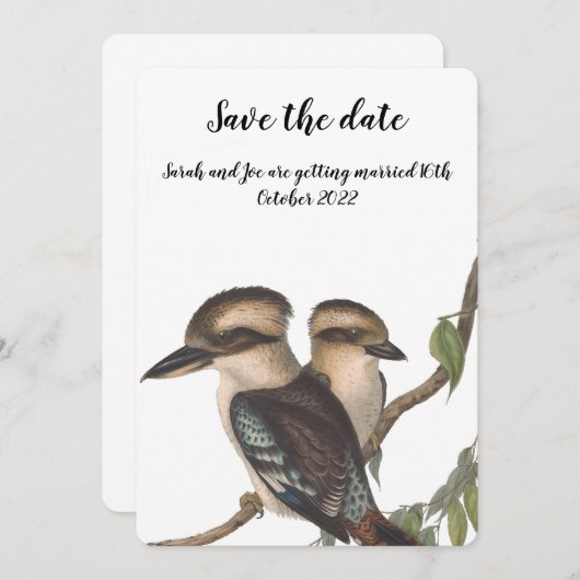 Sparen de datumkaart met Australische kookaburras Kaart (Voorkant / Achterkant)