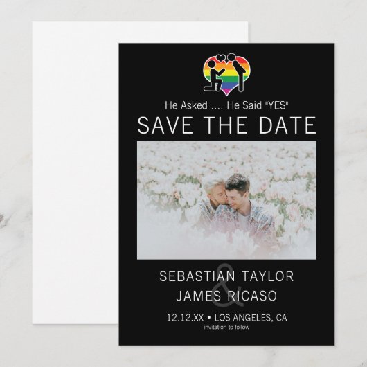 Sparen de DatumKay hij ja Persoonlijke Foto zei Aankondiging (Voorkant / Achterkant)