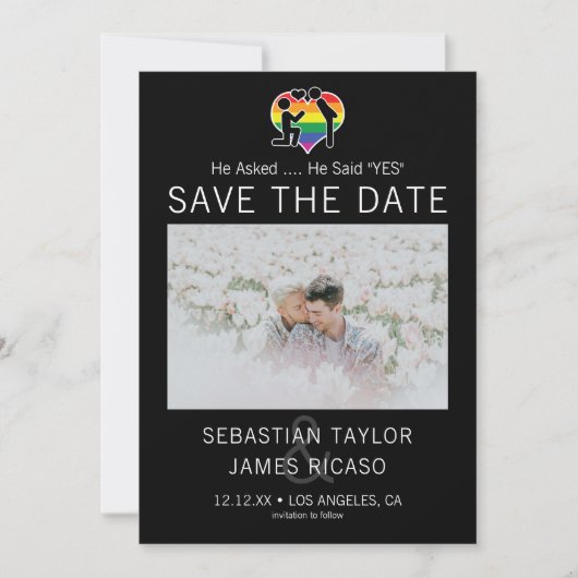 Sparen de DatumKay hij ja Persoonlijke Foto zei Aankondiging (Voorkant)