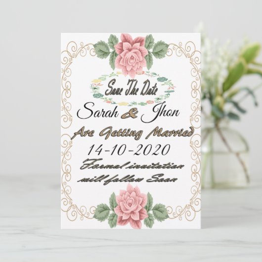 Sparen de datummagneet, Gepersonaliseerd sparen de Save The Date (Staand voorkant)