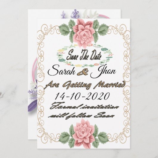 Sparen de datummagneet, Gepersonaliseerd sparen de Save The Date (Voorkant / Achterkant)