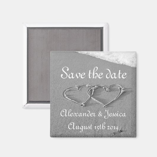 Sparen de datummagneet | Kunst op strandzand Magneet (Voorkant / Achterkant)