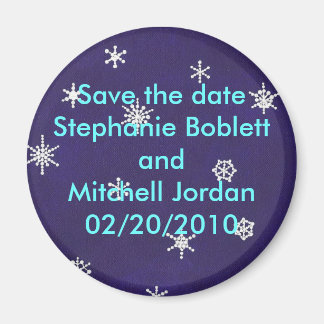 Sparen de datummagneet, sneeuwvlokken op zeeblauw magneet