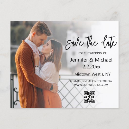 sparen de datumqr uitnodiging van de de codefoto b flyer (Voorkant)