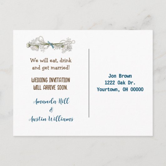 Sparen de Datumstrand hoort Aankondigingskaart (Achterkant)