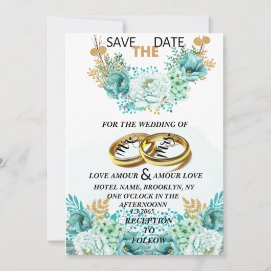 Sparen de datumuitnodiging kaart (Voorkant)