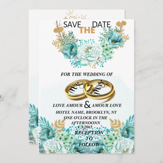 Sparen de datumuitnodiging kaart (Voorkant / Achterkant)