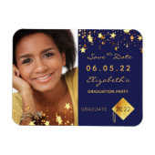 Sparen de de fotograduatiepartij van de Datum blau Magneet (Horizontaal)