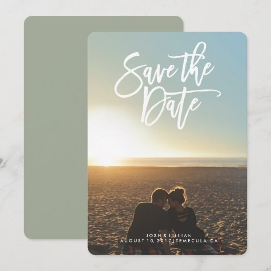 Sparen de de fotokaart van de Datum, borstelmanusc Save The Date (Voorkant / Achterkant)