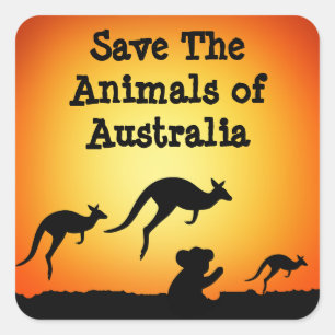 Sparen de Dieren van Australië Vierkante Sticker