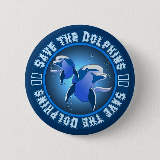 Sparen de Dolfijnen Ronde Button 5,7 Cm (Voorkant)