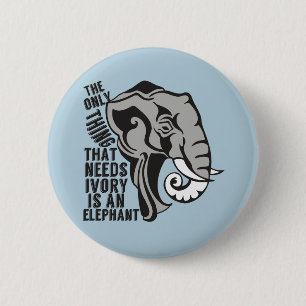 Sparen de Elephants Ban Trophy Hunting Ronde Button 5,7 Cm