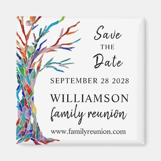 Sparen de Familie van de Boom van de Datum Magnet (Voorkant)