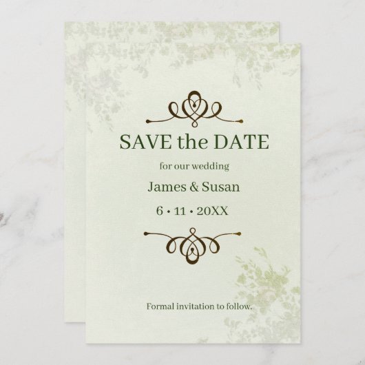 Sparen de Formele Vaste Datum sparen de Kaart van (Voorkant / Achterkant)