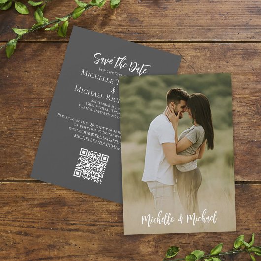 Sparen de Foto Eenvoudige Elegant QR Code van het  Save The Date