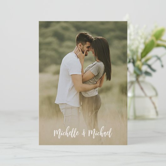 Sparen de Foto Eenvoudige Elegant QR Code van het  Save The Date (Staand voorkant)
