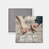 Sparen de Foto van de Datum Modern Elegant Manuscr Magneet (Voorkant / Achterkant)