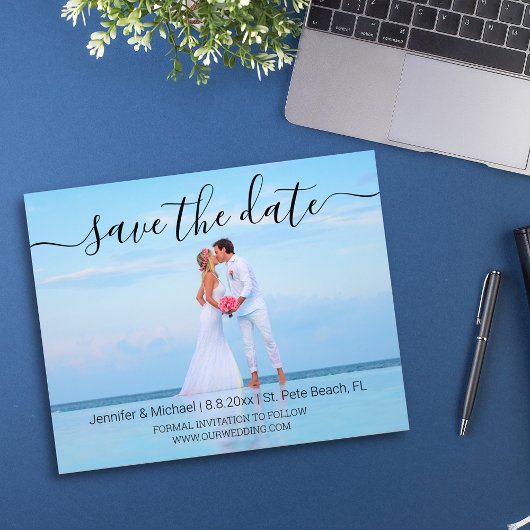 sparen de fotouitnodiging van de datumhandschrijve flyer
