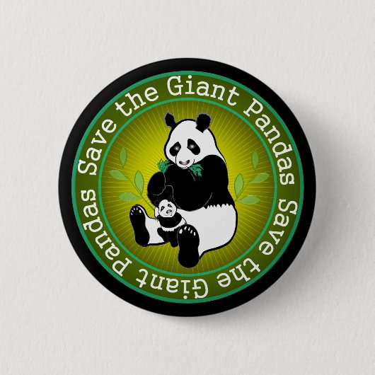 Sparen de Giant Pandas Ronde Button 5,7 Cm (Voorkant)