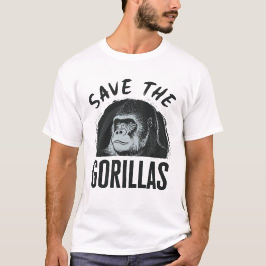 Sparen de Gorillas Gorilla bedreigde uitsterven T-shirt (Voorkant)