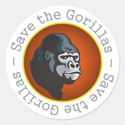 Sparen de Gorillas Ronde Sticker (Voorkant)