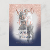 Sparen de gouden glitter van het roos van de Datum Aankondigingskaart (Voorkant)