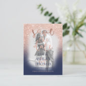 Sparen de gouden glitter van het roos van de Datum Aankondigingskaart (Staand voorkant)