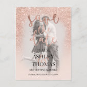 Sparen de gouden glitter van het roos van de Datum Aankondigingskaart (Voorkant)