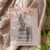 Sparen de gouden glitter van het roos van de Datum Aankondigingskaart