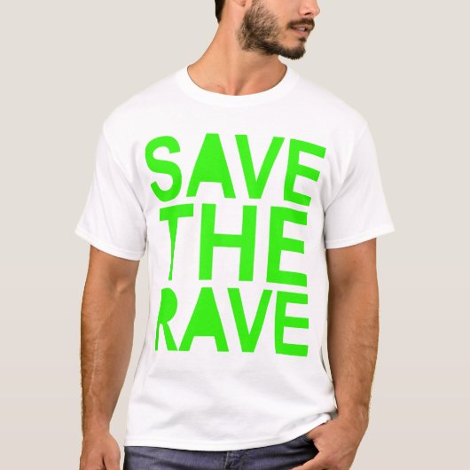Sparen de groengroene NU RAVE van de Rang 80s scèn T-shirt (Voorkant)