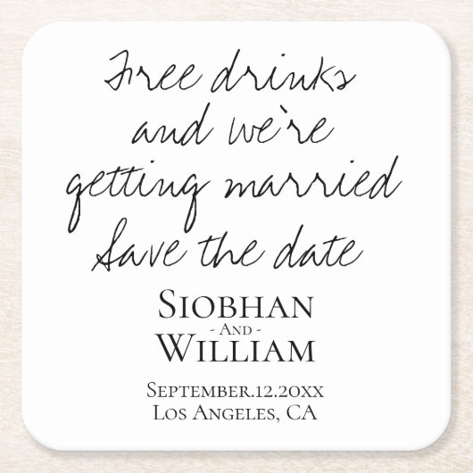 Sparen de Handgeschreven Aangepaste Datum Kartonnen Onderzetters (Voorkant)