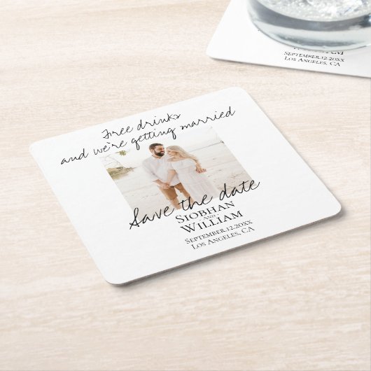 Sparen de Handgeschreven Persoonlijke Foto van de  Kartonnen Onderzetters (Schuin)