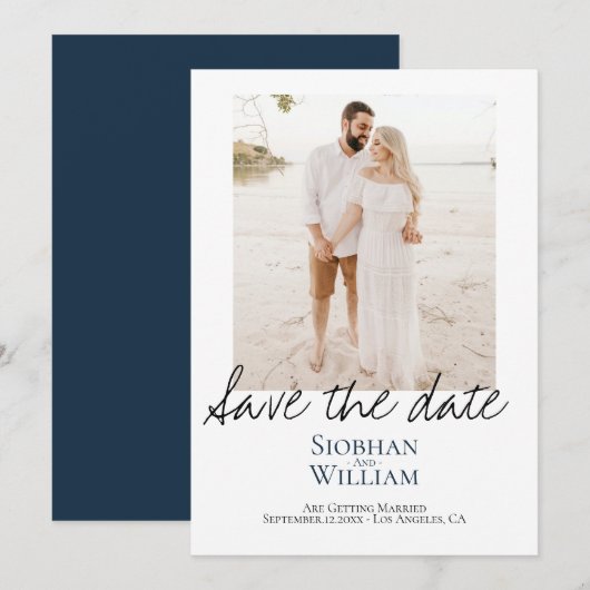 Sparen de Handgeschreven Persoonlijke Foto van de  Save The Date (Voorkant / Achterkant)