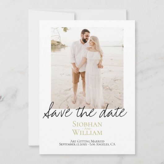 Sparen de Handgeschreven Persoonlijke Foto van de  Save The Date (Voorkant)