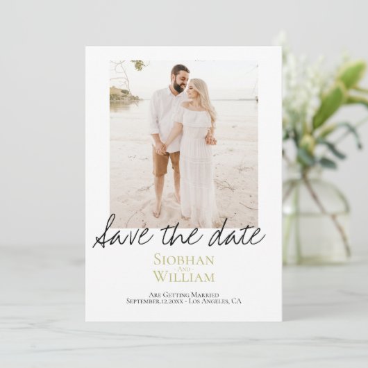 Sparen de Handgeschreven Persoonlijke Foto van de  Save The Date (Staand voorkant)