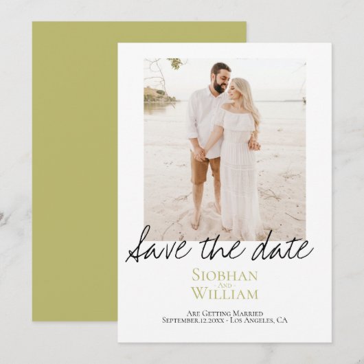 Sparen de Handgeschreven Persoonlijke Foto van de  Save The Date (Voorkant / Achterkant)