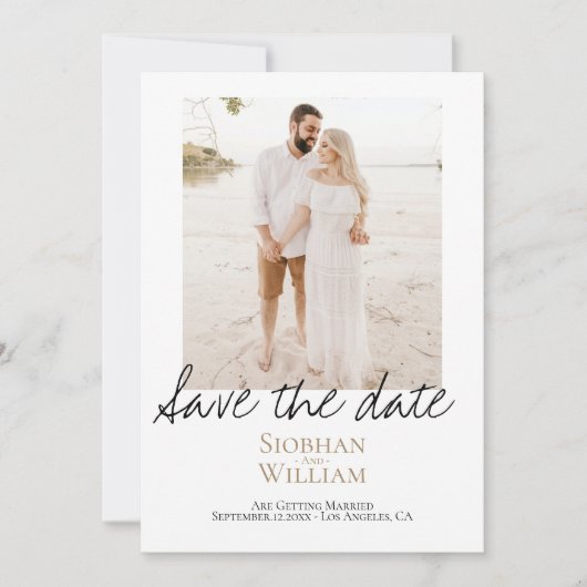Sparen de Handgeschreven Persoonlijke Foto van de  Save The Date (Voorkant)