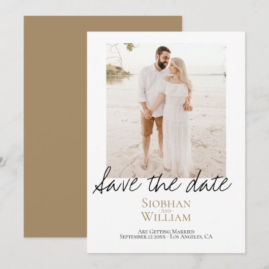 Sparen de Handgeschreven Persoonlijke Foto van de  Save The Date (Voorkant / Achterkant)