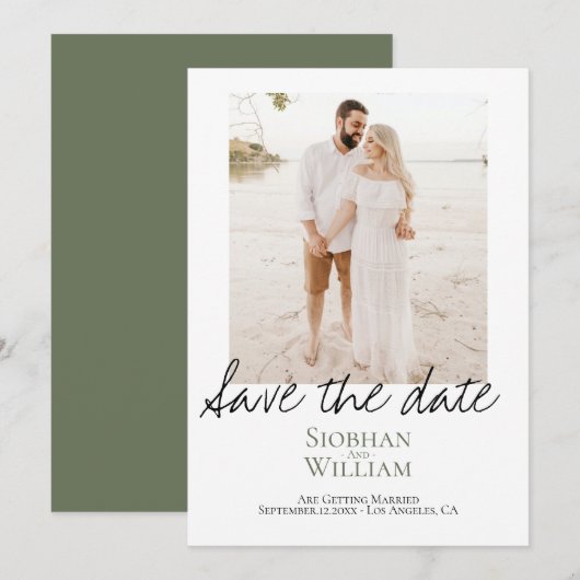 Sparen de Handgeschreven Persoonlijke Foto van de  Save The Date (Voorkant / Achterkant)